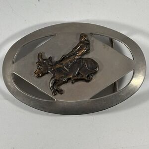 Vintage 70's Western Rodeo Bull Riding Cowboy Vintage Belt‎ Buckle